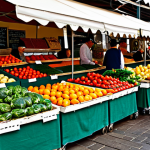 Home 7 **
"A vibrant Italian farmers market scene, overflowing with seasonal fruits and vegetables, safe for work, appropriate content, fully clothed vendors in modest clothing, professional photography, perfect anatomy, correct proportions, family-friendly atmosphere, high resolution."
**