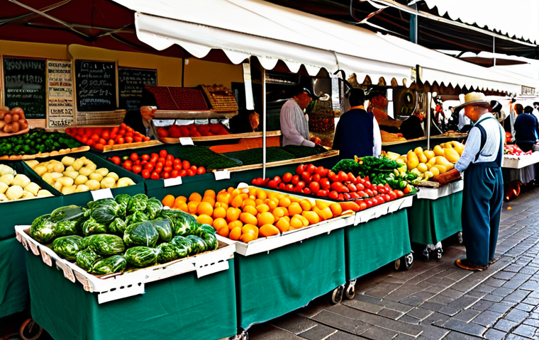**

"A vibrant Italian farmers market scene, overflowing with seasonal fruits and vegetables, safe for work, appropriate content, fully clothed vendors in modest clothing, professional photography, perfect anatomy, correct proportions, family-friendly atmosphere, high resolution."

**